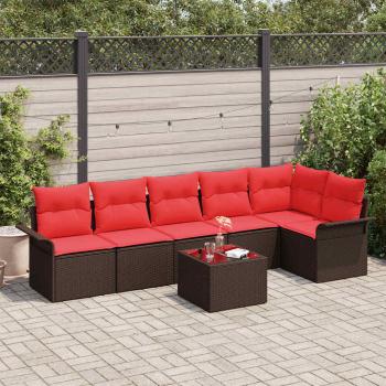 ARDEBO.de - Gartensofa-set 7 stk. Braun Poly-Rattan