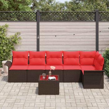 Gartensofa-set 7 stk. Braun Poly-Rattan
