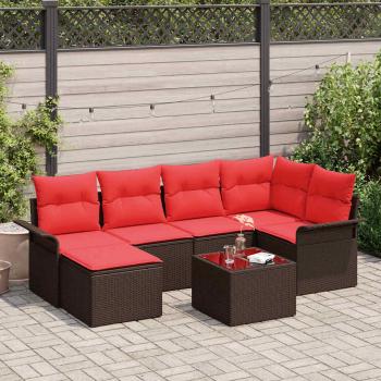 ARDEBO.de - Gartensofa-set 7 stk. Braun Poly-Rattan