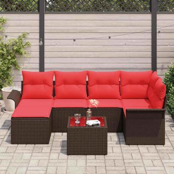 Gartensofa-set 7 stk. Braun Poly-Rattan