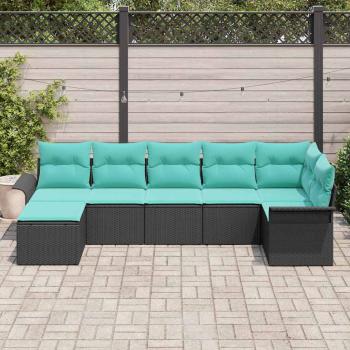 Gartensofa-set 7 Stk. Schwarz Poly-Rattan