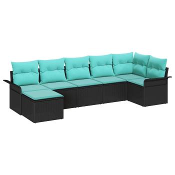 Gartensofa-set 7 Stk. Schwarz Poly-Rattan