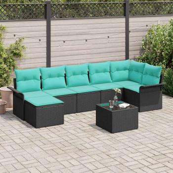 ARDEBO.de - Gartensofa-set 8 stk. Schwarz Poly-Rattan