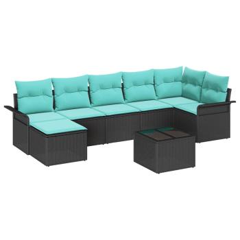 Gartensofa-set 8 stk. Schwarz Poly-Rattan