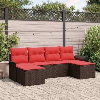 ARDEBO.de - Gartensofa-set 6 stk. Braun Poly Rattan
