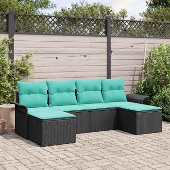 ARDEBO.de - Gartensofa-set 6 Stk. Schwarz Poly Rattan