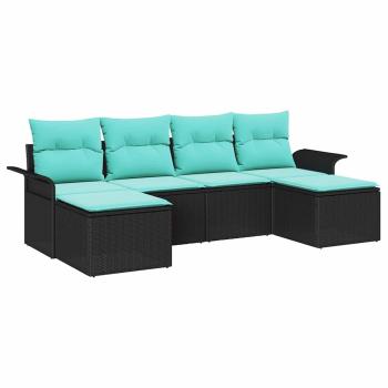 Gartensofa-set 6 Stk. Schwarz Poly Rattan