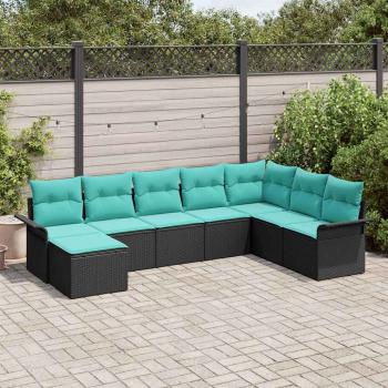 ARDEBO.de - Gartensofa-set 8 Stk. Schwarz Poly Rattan