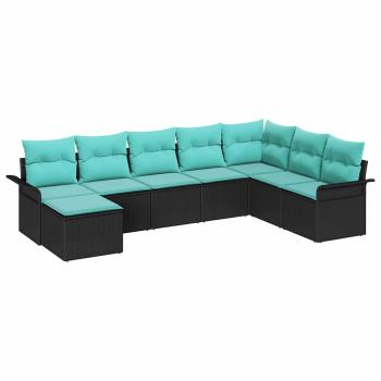 Gartensofa-set 8 Stk. Schwarz Poly Rattan