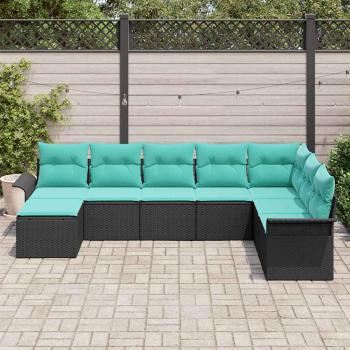 Gartensofa-set 8 Stk. Schwarz Poly Rattan