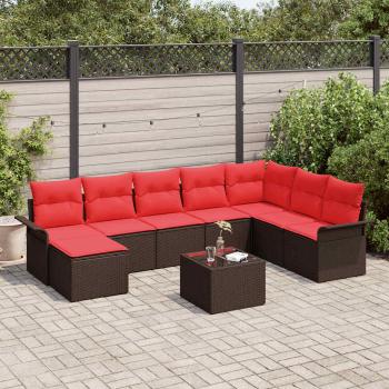ARDEBO.de - Gartensofa-set 9 Stk. Braun Poly Rattan