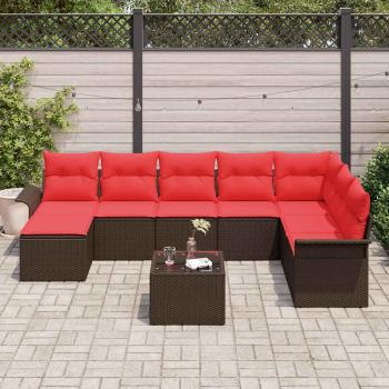 Gartensofa-set 9 Stk. Braun Poly Rattan