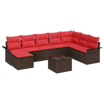 Gartensofa-set 9 Stk. Braun Poly Rattan