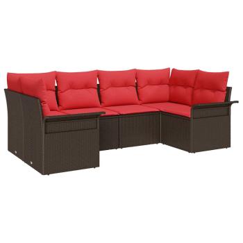 Garten-Sofa-Set 6 stk. Braun Poly Rattan
