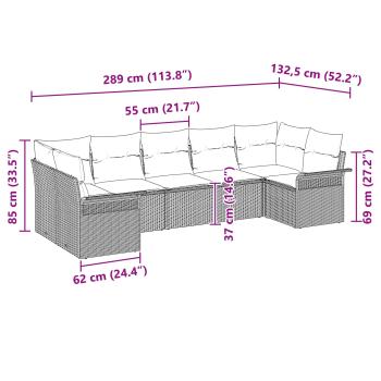 Garten-Sofa-Set mit Speicher 7 pcs Braun Poly Rattan