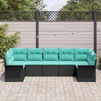 Garten-Sofa-Set 7 stk. Schwarz Poly Rattan