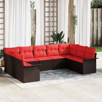 ARDEBO.de - Gartensofa-set 9 stk. Beige Poly-Rattan