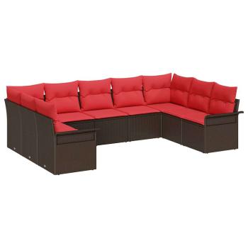 Gartensofa-set 9 stk. Beige Poly-Rattan