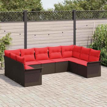Gartensofa-set 9 stk. Beige Poly-Rattan
