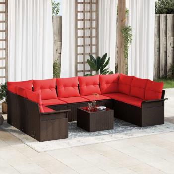 ARDEBO.de - Gartensofa-set 10 stk. Braun Poly-Rattan
