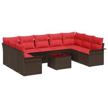 Gartensofa-set 10 stk. Braun Poly-Rattan