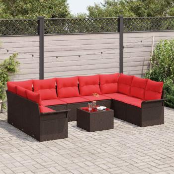 Gartensofa-set 10 stk. Braun Poly-Rattan