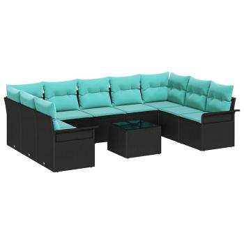 Gartensofa-set 10 stk. Schwarz Poly-Rattan