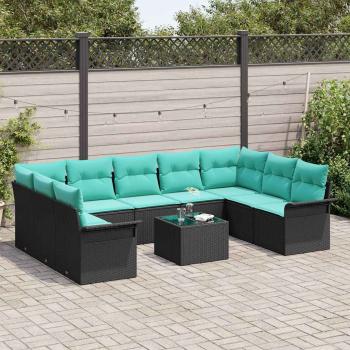 Gartensofa-set 10 stk. Schwarz Poly-Rattan