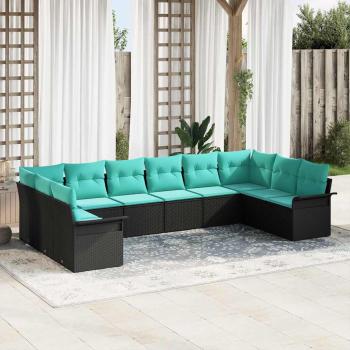 ARDEBO.de - Gartensofa-set 10 Stk. Schwarz Poly-Rattan