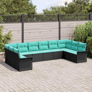 Gartensofa-set 10 Stk. Schwarz Poly-Rattan