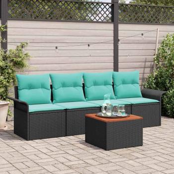 ARDEBO.de - Gartensofa-set 5 stk. 4-Sitzanzahl Schwarz und Türkis