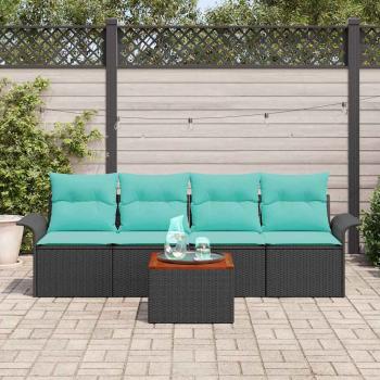 Gartensofa-set 5 stk. 4-Sitzanzahl Schwarz und Türkis