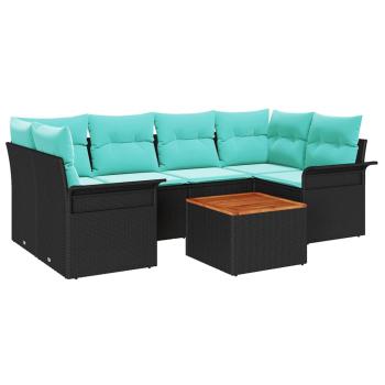 Gartensofa-set 7 stk. 6-Sitzanzahl Schwarz und Türkis