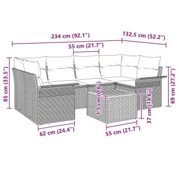 Gartensofa-set 7 stk. 6-Sitzanzahl Schwarz und Türkis