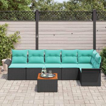 Gartensofa-set 7 stk. 6-Sitzanzahl Schwarz und Türkis