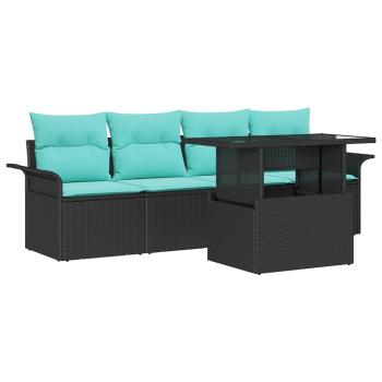 Gartensofa-set 5 Stk. Schwarz [Synthetisch]: Poly Rattan