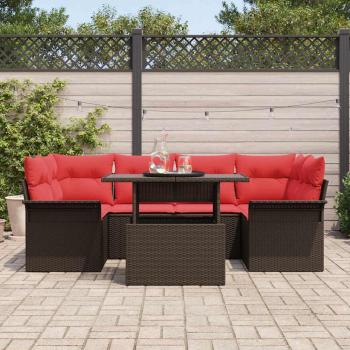 Gartensofa-set 7 stk. Braun [Synthetisch]: Poly Rattan
