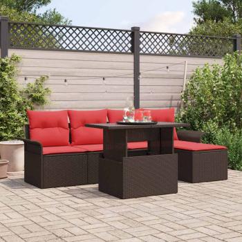 ARDEBO.de - Gartensofa-set 6 stk. Braun [Synthetisch]: Poly Rattan