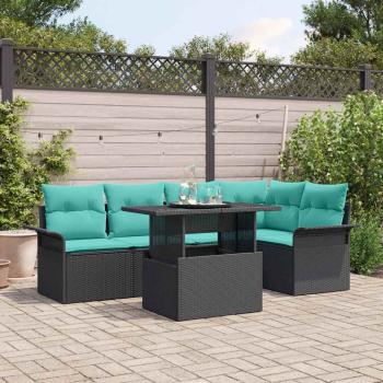 ARDEBO.de - Gartensofa-set 6 Stk. Schwarz [Synthetisch]: Poly Rattan