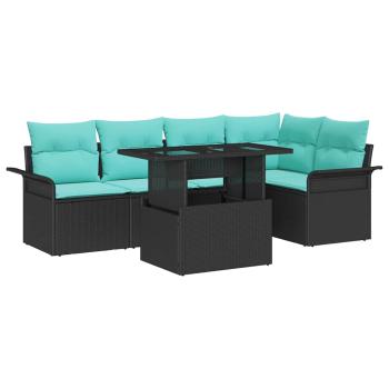 Gartensofa-set 6 Stk. Schwarz [Synthetisch]: Poly Rattan