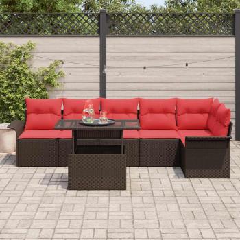 Gartensofa-set 7 Stk. Braun [Synthetisch]: Poly Rattan