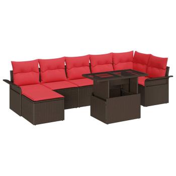 Gartensofa-set 8 Stk. Braun [Synthetisch]: Poly Rattan