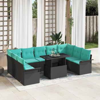 ARDEBO.de - Gartensofa-set 10 stk. Schwarz Poly Rattan