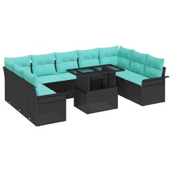 Gartensofa-set 10 stk. Schwarz Poly Rattan