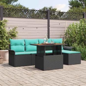 ARDEBO.de - Garten-Sofa-Set 6 Stk. Schwarz Poly Rattan