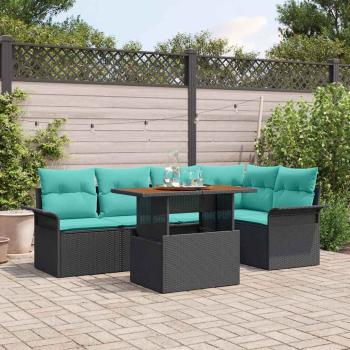 ARDEBO.de - Garten-Sofa-Set 6 Stk. Schwarz Poly Rattan