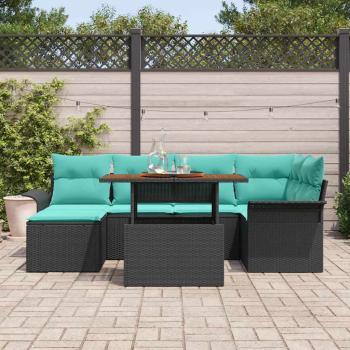 Garten-Sofa-Set 7 stk. Schwarz Poly Rattan