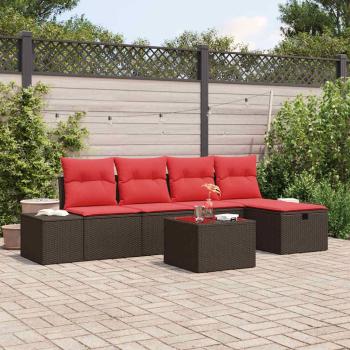 ARDEBO.de - Gartensofa-set 6 stk. Braun Poly-Rattan