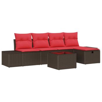 Gartensofa-set 6 stk. Braun Poly-Rattan