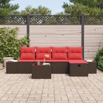 Gartensofa-set 6 stk. Braun Poly-Rattan